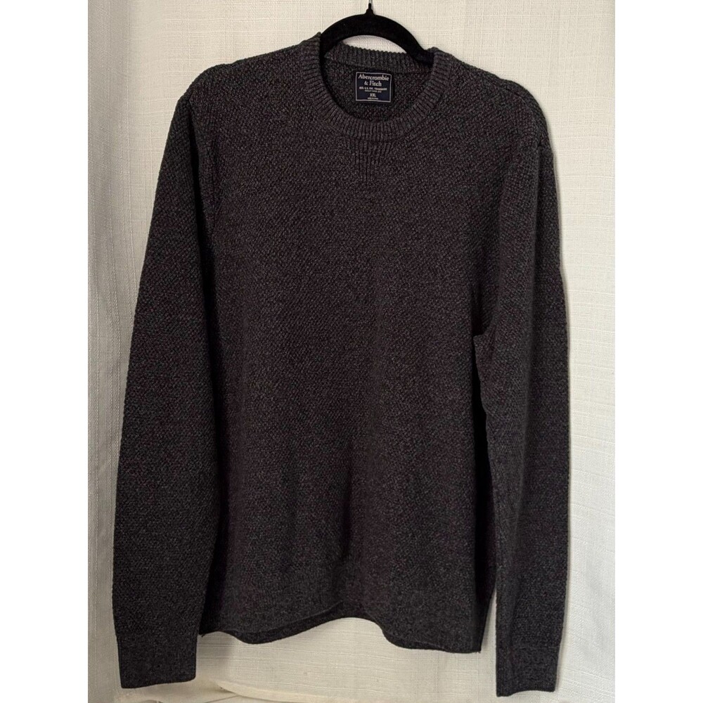 Abercrombie & Fitch Crewneck Sweater Mens XXL Heathered Gray Navy 100% Cotton